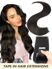 20pcs Seamless Double-Sided Tape-In Human Hair Extensions, Invisible Hair Pieces For Salon Use - Multicolor - View 19