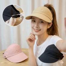 1pc Women's Summer Sun Hat With Ponytail Holder, Multifunctional, Slimming, Can Hang Mask, Open-Style Sun Hat,Beach,Travel - Multicolor - View 2