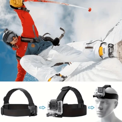 Dây đeo đầu điều chỉnh được cho camera hành động với miếng đệm thoải mái – Tương thích với Hero 13/12/11/10/9/8/7, AKASO EK7000, Brave 4/7Le và nhiều hơn nữa – Lý tưởng cho các hoạt động ngoài trời, lướt sóng, quay video cầm tay; Có dây đeo an toàn, thiết kế thời trang và cấu trúc bền chắc.