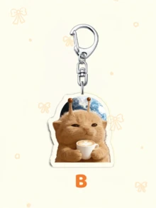 1pc/6pcs Adorable Alien Cat Acrylic Keychain Set, Featuring Matcha Latte Cat, Cappuccino Cat, Cola Cat, Pillow Cat, Mango Cat & Birthday Cake Cat Designs, Cute Kawaii Bag Charm, Perfect Gift For Cat Lovers & Alien Fans, Ideal For Boyfriends, Girlfriends, Family Members, Doctors, Nurses, Valentine's Day Gifts, Cell Phone Decorations, And More. Gifts For Mother, Father, Graduation, And Teacher - Multicolor - View 15