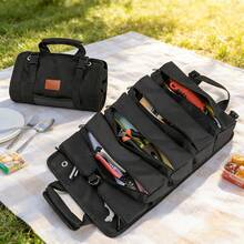 1pc Foldable Handheld Tool Bag, Thick Multi-Compartment Large Capacity Tool Storage Organizer, Suitable For Home Repair, Car Maintenance, Outdoor Camping, Mechanical Repair, Portable Tool Pouch With Hanging Design - Black - Upgraded Version - View 7