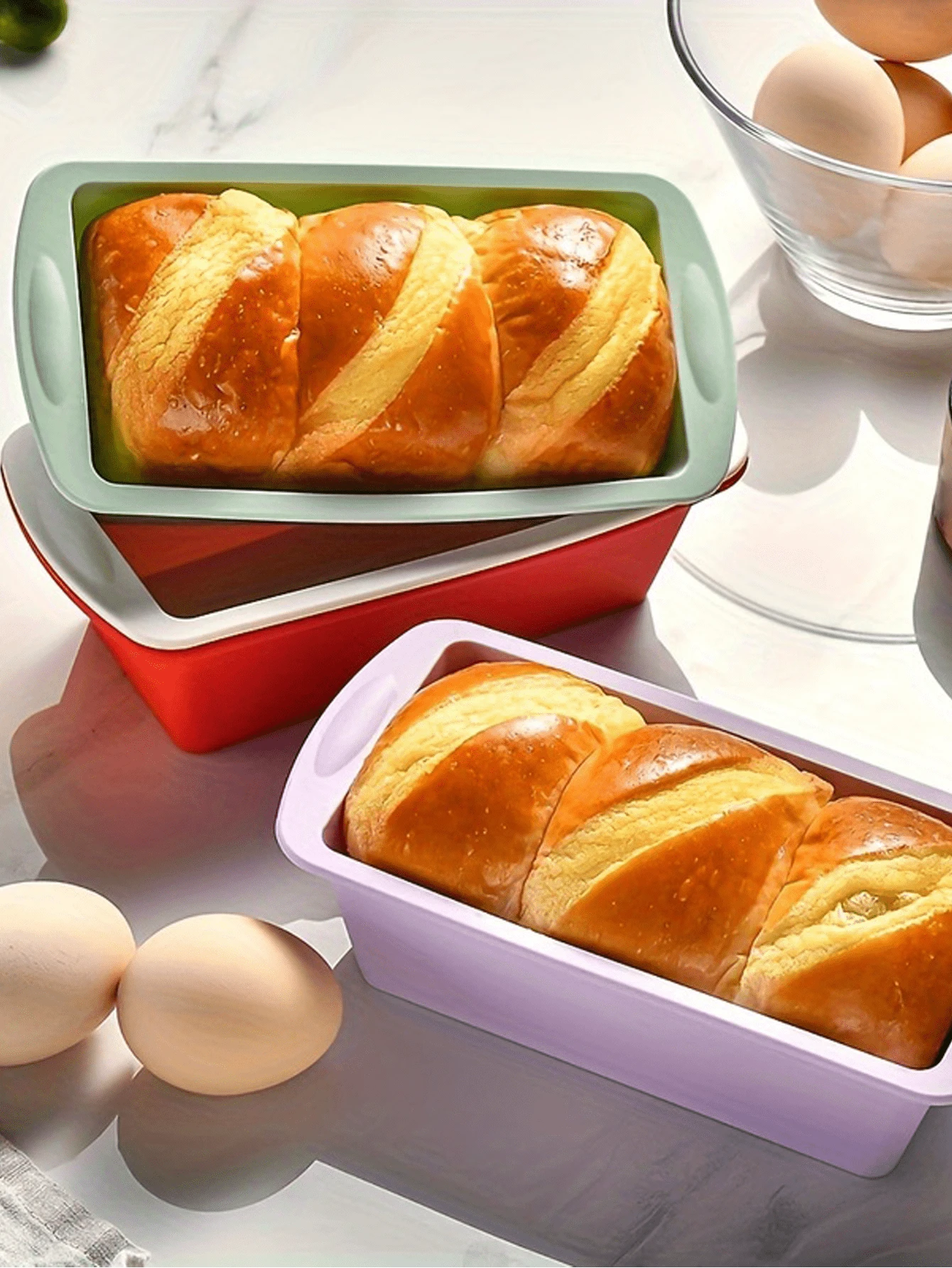 2个装1-2人份硅胶面包模具，易脱模长方形硅胶蛋糕模具，适用于烘焙南瓜面包、香蕉核桃面包等，柔韧硅胶烘焙模具和面包模具，吐司模具，布朗尼面包模具，蛋糕模具 - 查看 1