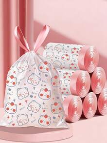 Túi đựng rác 4 gallon, 15 túi - Túi đựng rác nhỏ có dây rút, dày 1.1mil, dùng cho phòng tắm, nhà bếp, phòng ngủ, văn phòng, nhà vệ sinh, nhà ở (Trắng-Hồng, 15 túi) - Túi đựng rác có dây rút dày dặn - Xem 6