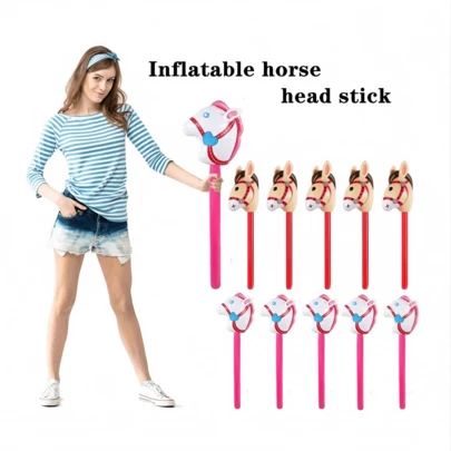 1/3pcs Inflatable Horse Head Stick, With Expressive Eyes And Mouth, Stage Performance Prop, Inflatable Stick Game, Water Game Prop, Group Activity Prop, Summer Water Fun, Colorful Cowgirl Party Decor, Suitable For Birthday, Wedding, Pool Party, Role Play, Bachelorette Party, Western Cowboy Theme Party Decor, Party Favor, Photo Prop, Beach Game, Water Activity, Pool Party, Beach Fun And Celebration