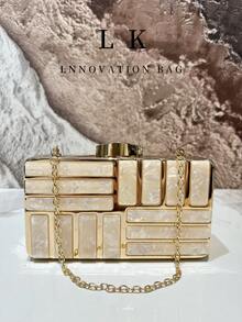 1 chiếc túi xách nữ vuông bằng acrylic cao cấp, túi dự tiệc, thiết kế ghép hình học thời trang và độc đáo, ví cô dâu có khung kim loại, rất phù hợp cho các bữa tiệc, hẹn hò, đám cưới và các dịp khác. - Nhiều màu - Xem 2