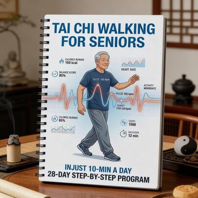1 pieza Cuaderno espiral de Tai Chi para caminar para personas mayores, diario de acondicionamiento físico de bajo impacto con seguimiento de datos de salud, rutinas de Tai Chi diarias de 10 minutos para personas mayores, programa de equilibrio y frecuencia cardíaca, regalo ideal para personas mayores, cuidadores y cualquiera que necesite un ejercicio suave para personas mayores.
