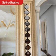 Bộ 3/6 gương trang trí bằng acrylic đen cổ điển, thích hợp cho phòng tắm, phòng khách và các không gian trang trí nhà cửa khác, gương treo tường khung nhựa cho hành lang và nhiều nơi khác. - A - Xem 5