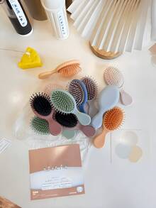 Cepillo de pelo con lazo, estampado de leopardo rosa, cepillo de pelo con cereza, cepillo de pelo mini de aire con masaje de dibujos animados, juego de herramientas de peinado para el hogar - peine con estampado de lazo - Ver 9