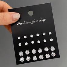 Bộ 24 đôi bông tai đính đá Zirconia tinh tế - Vàng - Xem 3