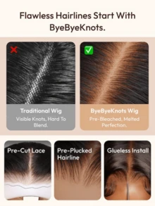 UNice 7x5 Bye Bye Slip™ Glueless Lace Black To Chestnut Brown Ombre Burmese Curly With Finger Coil Ends Wig-Put On & Go With Invisi Drawstring Human Hair Wig Glueless Lace Front Wig Pre Plucked Pre Cut Put On And Go Wear And Go Glueless Human Hair Wig 150% - Black to Chestnut Brown - 查看 7