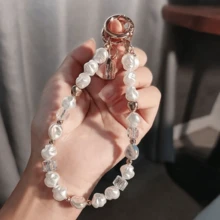 Creative Pearl Phone Lanyard For Women, Handmade Beaded Chain Fashion Wrist Strap Phone Charm Bracelet - Multicolor - View 2