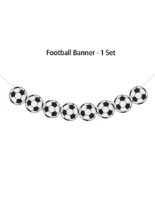 2 Sets Football Themed Decorations, Including Sports Ball Decor, Flags, Pennant Banners, Suitable For Birthday Party, Bachelor Party, Music Festival, World Cup Background Decor, Football Fan Decorations - A - View 10