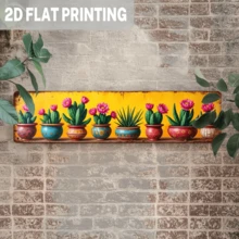 2D Flat, 1pc Vintage Succulent Cactus Planter Metal Sign - Mexican Carnival Theme, Farmhouse Wall Decor Indoor/Outdoor, 4x16 Inch, Suitable For Kitchen, Living Room, Bedroom, Office, Cactus Decoration - Multicolor - View 3