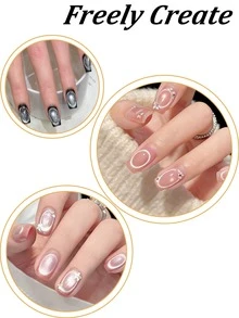 1/2pcs Round Magnet & Double-Ended French Manicure Tool Set, Cat Eye Nail Gel Accessories, One-Step Cat Eye Magnet, No Mess No Waste, Professional Manicure Set For Salon And DIY - Multicolor - View 8