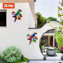 3 buc. Decor de perete cu papagali, decor acrilic cu păsări, decorațiune de perete, decor exterior potrivit pentru terasă, perete, gard, grădină, casă, bucătărie, balcon, agățat în interior și în exterior - Set de 3 papagali acrilici - Vizualizare 3