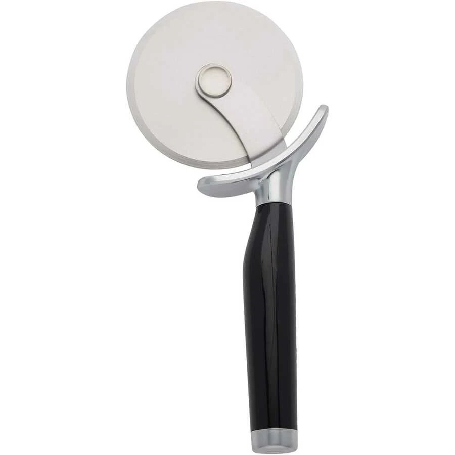 Classic Pizza Wheel With Sharp Blade For Cutting Through Crusts, Pies And More, Built In Finger Guard For Safety And Comfort Grip To Protect Fingers, Pizza Cutter, Kitchen Essentials, Kitchen Gadgets, 9-Inch, Black