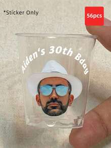 1/28/56pcs Customized Face Photo Stickers, Cup And Wine Glass Stickers, Wedding Photo Decals, Bachelorette Party Favors, Vinyl Material - Multicolor - View 34