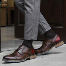 Chaussures décontractées pour hommes, pour le trajet et les sports de plein air, antidérapantes et durables, chaussures derby classiques, bottes de travail rétro à la mode - Rouge foncé - Voir 2