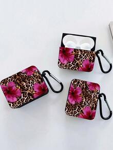 豹纹花卉图案保护套，兼容苹果蓝牙耳机，防刮防震，适用于苹果蓝牙耳机盒 - 彩色 - 查看 2