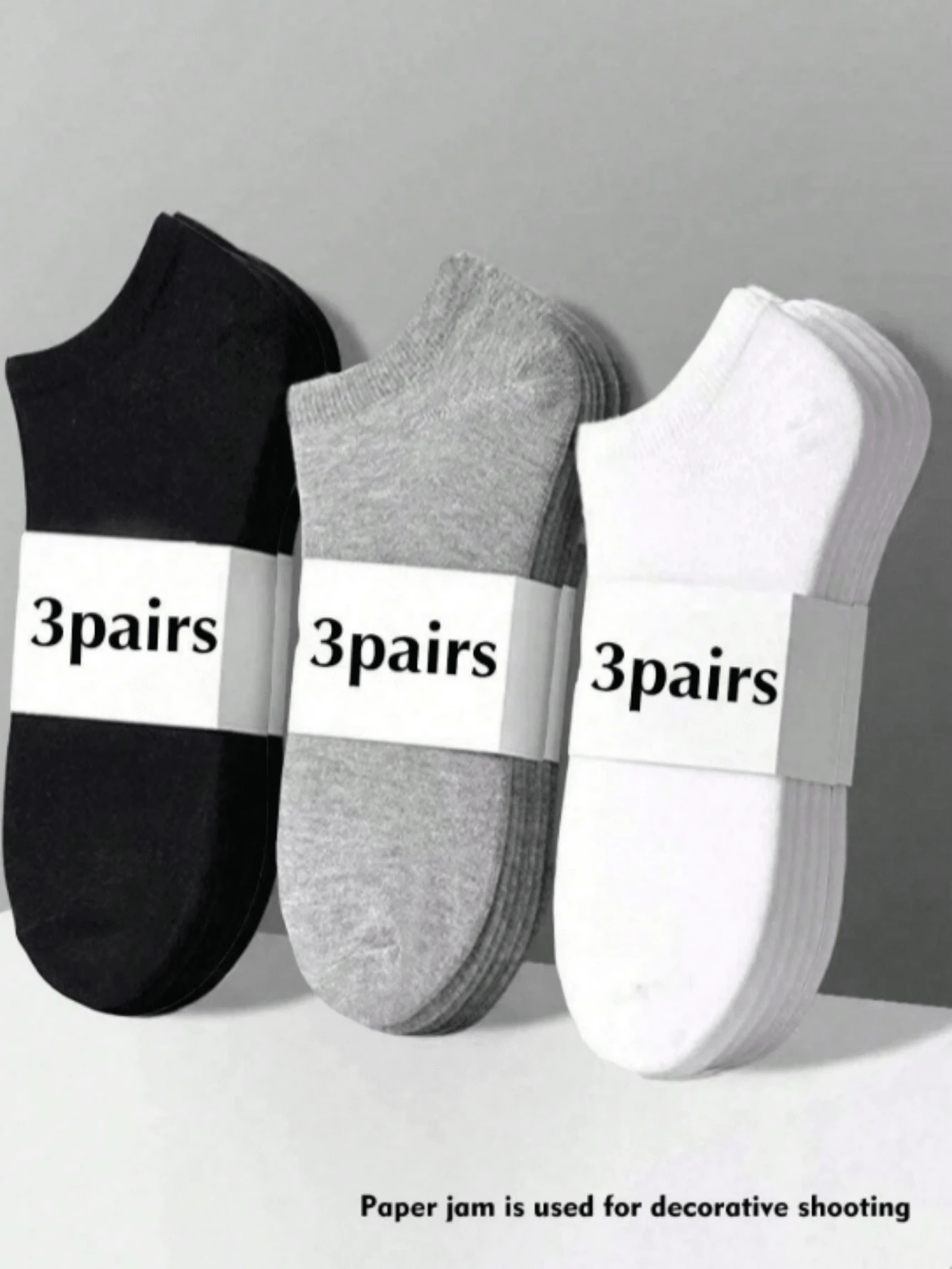 9双装黑色、白色、灰色中性透气吸湿休闲船袜 - 彩色 - 查看 1