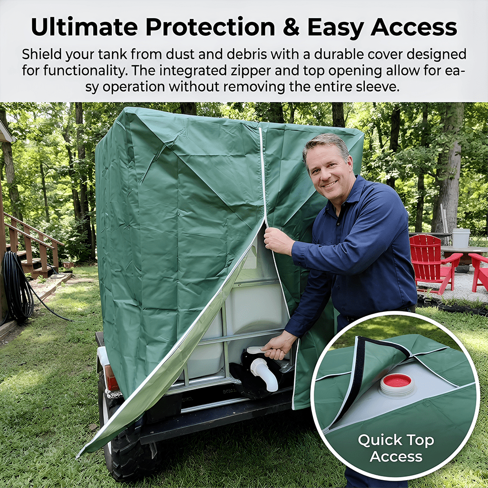 1 IBC Ton Barrel Cover Outdoor Water Tank Protective Cover Garden Sunshade Waterproof 275/330 Gallon Suitable For 1000/1250 Liter IBC Ton Barrel Cover, Bag, Storage Bag, Storage Bag,IBC Tote Cover
