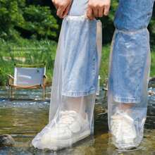 10/20只装一次性鞋套，防水防滑防污雨鞋套，加厚防水鞋套，男女通用鞋套，户外旅行便携成人雨鞋套，耐磨透明塑料 - 多色 - 查看 4