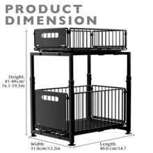 2-Tier Pull Out Under Sink Storage Rack, Slide Out Drawer Organizer For Kitchen Cabinet, No Drill Installation, Utilize Dead Space For Cleaning Supplies Pots Pans Storage, Thickened Stainless Steel Sturdy - Black - View 10