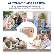 Audífono Intraauricular para Pérdida Auditiva, Amplificador de Sonido, Fácil de Usar y Cómodo, Auxiliar Auditivo para Adultos Mayores - Caqui - Ver 4