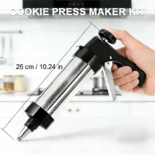 2026 Stainless Steel Cookie Press Gun Kit With 13 Discs & 8 Icing Tips – Easy DIY Cookie Maker For Christmas&Holiday, Baking & Cake Decorating - View 4