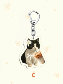1件/7件套可爱亚克力宠物钥匙扣套装，包含贵宾犬、黑白（奶牛）猫和仓鼠，饰有应援棒和应援图案，可爱包包配饰，趣味饰品，宠物爱好者、ARMY和STAY粉丝的完美礼物，适合装饰背包、手机和钥匙，也是送给母亲、父亲、毕业生和老师的理想礼物。 - 彩色 - 查看 15