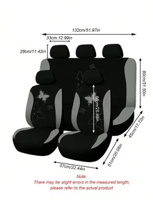 9pcs Universal Car Seat Covers Set - Butterfly Heat Transfer Pattern, Dual-Tone, Non-Slip Durable Fabric, Airbag Compatible For Sedan, SUV, MPV, Van, Easy Clean, Full Coverage, Fashionable Interior Seat Protector, Great Gift For Her - Type a - View 11