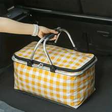 1pc Large Outdoor Picnic Basket With Leak-Proof Lining, Insulated Picnic Basket/Cooler Bag, Portable Foil-Wrapped Insulated Bag, Foldable Insulated Box With Steel Frame, Portable Outdoor Picnic Storage Basket, Suitable For Outdoor Activities, Travel, Beach, Camping. - Giỏ dã ngoại - Xem 13