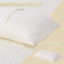 Quilted Plain Bouti Bedspread Set With Embossed Pattern | 4 Colors And 5 Sizes Available - 90/105/135/150/180cm - | Easy Care | Free Shipping - Màu trắng kem - Xem 3