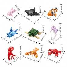 9pcs Realistic Ocean Animal Micro Particle Building Blocks, Multiple Underwater Creature 3D Assembly Models, ABS Material Healing Desktop Entryway Decor, Educational Stress Relief Handmade Toy, Building Block Collection, Back To School Graduation Birthday Anniversary Children Holiday Gift - 彩色 - 查看 12