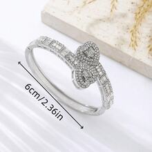 1 pieza Brazalete de mujer color dorado, estilo hip hop con brazalete de lujo con forma de corazón de diamante de imitación, regalo de joyería de moda, adecuado para el Día de San Valentín, Día de la Madre - pulsera de amor - Ver 6