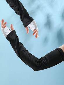 1 đôi ống tay giữ ấm cho nữ/nam, găng tay dài không ngón thoáng khí, chống nắng, thích hợp cho lái xe, đạp xe, làm việc ngoài trời vào mùa xuân/hè. - Tay áo băng khối màu - Xem 15