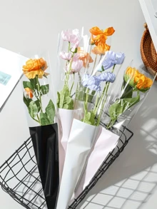 50/100pcs Single Rose Flower Sleeve Plastic Single Flower Packaging Bags, Suitable For Mother's Day, Graduation, Wedding, Birthday, Valentine's Day Party - Multicolor - View 6