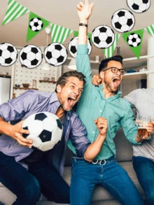 2 Sets Football Themed Decorations, Including Sports Ball Decor, Flags, Pennant Banners, Suitable For Birthday Party, Bachelor Party, Music Festival, World Cup Background Decor, Football Fan Decorations - A - View 7