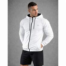 Men's Windbreaker Jacket With Lined Hood And Front Zipper, Lightweight And Comfortable For Everyday Use. - White - View 1