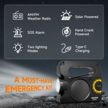 Hand Crank Emergency Radio Weather Radio With Antenna, SOS Alarm And Reading Lamp, Flashlight, Weather Alert, Solar Powered, Household Gift & Survival Gear - View 3