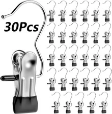 Clothes Pins 30-Pack Laundry Hook Hangers Clothes Hanger Clips For Closet Organizer Socks Towels Clips Heavy Duty Clothespins Bulk Clothes Hanger Clips For Wardrobe Travel Pants Socks Handbag - Black - View 9