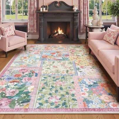 1pc Colorful Floral Pattern Carpet, Room Decor Rug, Home Decor Carpet, Sofa Seat Rug, Bedroom Decor, Small Rug, Modern Creative Fashion Carpet, Living Room Rug, Living Room Small Rug, Bedroom Rug, Outdoor Rug, Washable Rug, Gift For Boys And Girls, Thanksgiving Rug, Soft And Machine Washable, Suitable For Living Room, Office, Cafe And Balcony Decor