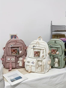Ba lô nylon chống nước mới năm 2026 với nhiều ngăn, phù hợp cho sinh viên đại học, có thể đựng laptop và sách vở, thiết kế xách tay với ngăn đựng laptop, dung tích lớn, lý tưởng cho nữ sinh đại học/học sinh trung học, hoạt động ngoài trời, du lịch, đi làm, văn phòng, phong cách đường phố, phong cách Nhật Bản, vật dụng cần thiết khi đi du lịch, quà tặng ngày lễ/tiệc tùng, đồ dùng học tập. - Hồng - Xem 12