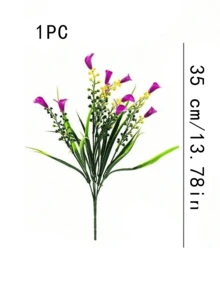 1/4支人造百合花，35厘米/13.78英寸，适用于情人节装饰、婚礼装饰、花园装饰、户外植物装饰、房间装饰、家居装饰、春季装饰、卧室装饰、餐桌装饰、客厅装饰。 - 彩色 - 查看 10