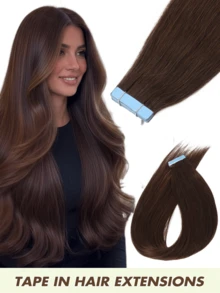 20pcs Seamless Double-Sided Tape-In Human Hair Extensions, Invisible Hair Pieces For Salon Use - Multicolor - View 17