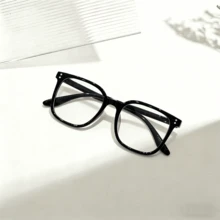 1 par de gafas transparentes con marco negro y detalle de remache, estilo callejero - negro brillante - Ver 2