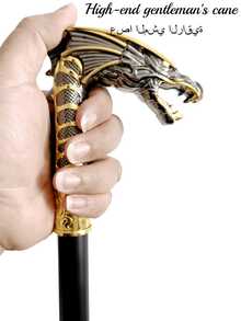 1pc Multi-Color Dragon Head Creative Serpentine Dragon Cane, High-End Metal Material Outdoor Walking Stick, Mediterranean Ramadan Ramadan Festival Props, Halloween Cosplay Game Props, British Gentleman's Cane, Suitable For Daily Use, Creative Gift For Men And School Use - Multicolor - View 11