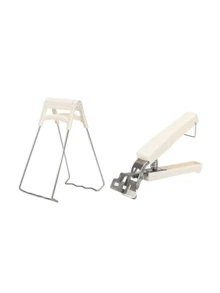1 Set White Heat Resistant Gripper Tongs, Non-Slip Kitchen Pot Holder Dish Clamp - Multicolor - View 6