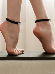 Bộ 2 vòng chân bằng da PU dành cho nữ, dây đeo mắt cá chân có thể điều chỉnh, kiểu dáng thời trang, dễ thương, gợi cảm, phong cách punk goth, phù hợp cho đám cưới và phụ kiện cô dâu. - màu đen - Xem 8