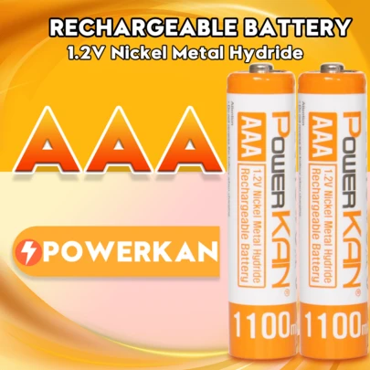  POWERKAN High-Capacity AAA Rechargeable Batteries (4/8-Pack): 1100mAh 1.2V Ni-MH, Long-Lasting Power For Digital Cameras, Remote Controls, Microphones, Alarm Clocks & More – Includes Sturdy Battery Case